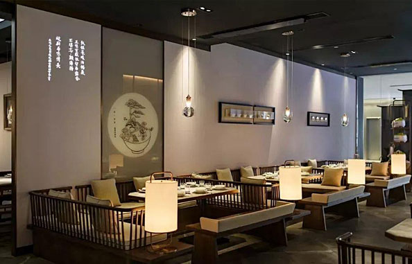 徽派餐廳設(shè)計效果圖，徽派餐廳的設(shè)計構(gòu)思說明